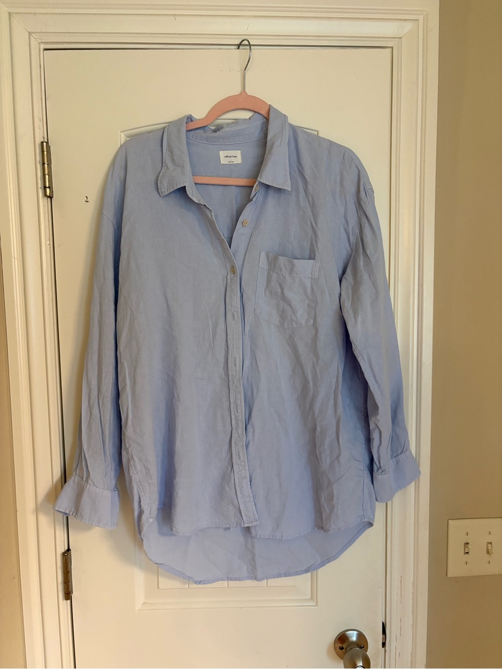 Wilfred X Aritzia Light Blue Button-Up Shirt - Classic Collared Top
